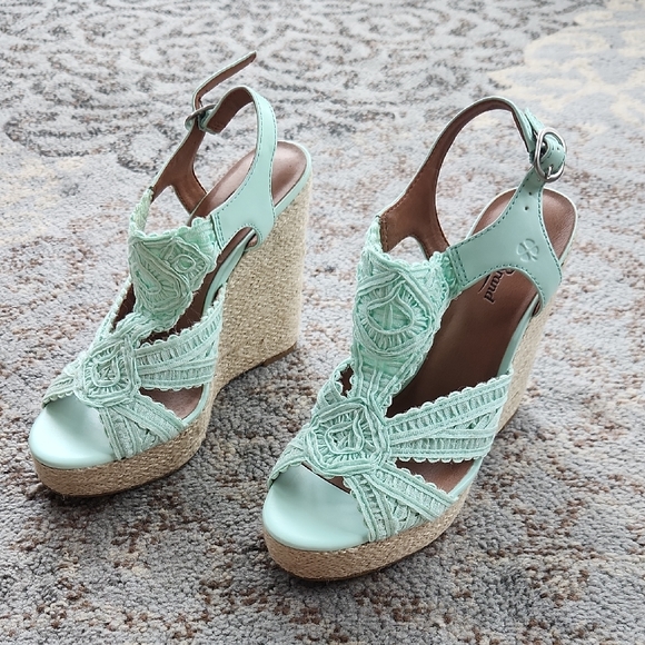 Lucky Brand Shoes - Lucky Brand Espadrille Wedge Bohemian Sandals Seafoam Green 8